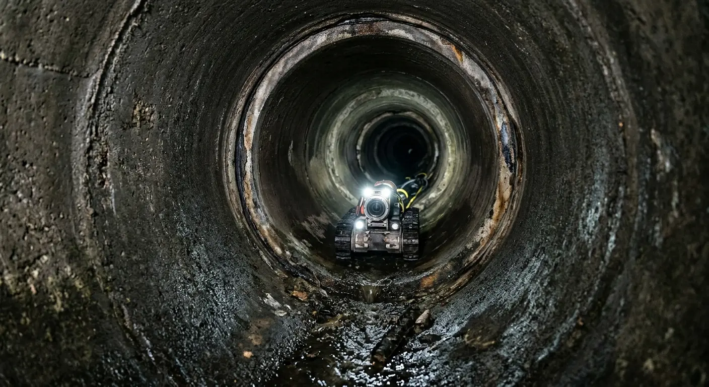 Robotic sewer camera inspecting pipe interior for Drain Snake Service in South San Francisco